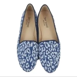 Jon Josef | Gatsby Blue Leopard Denim Round Toe Slip On Loafers Shoes | 6 M