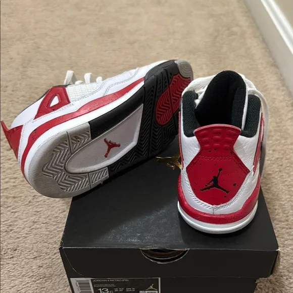 Jordan White and Red Basketball Sneakers with Supportive Sole