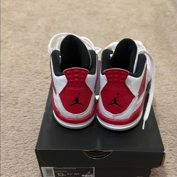 Jordan White and Red Basketball Sneakers with Supportive Sole