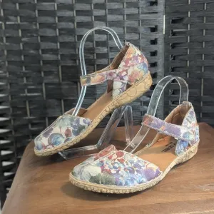 Josef Seibel Espadrilles Floral Pastel Comfy Strap Sandals Excellent Used Cond 9