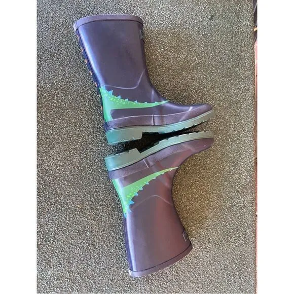 Joules Boys Rain Boots Blue Green Dinosaur