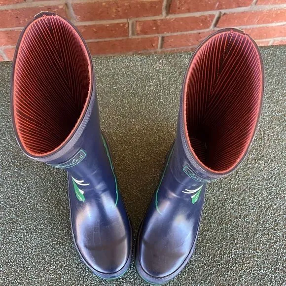 Joules Boys Rain Boots Blue Green Dinosaur