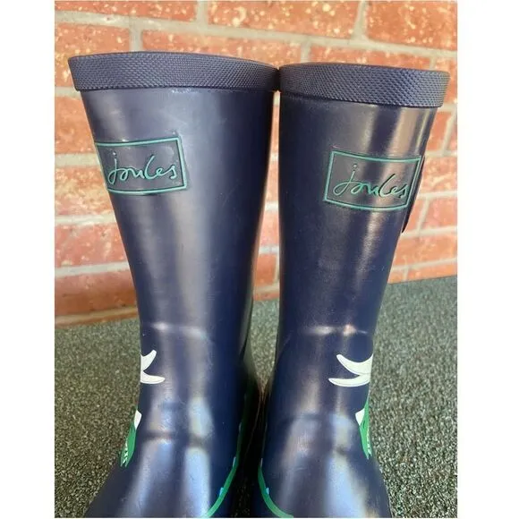 Joules Boys Rain Boots Blue Green Dinosaur
