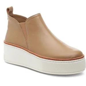 J/Slides Leather Booties Womens Size 7.5 Tan Pull On Ankle Boots NEW