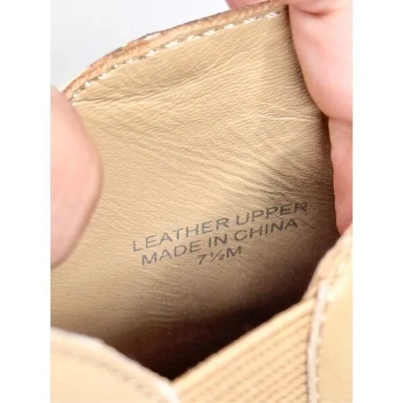 J/Slides Leather Booties Womens Size 7.5 Tan Pull On Ankle Boots NEW