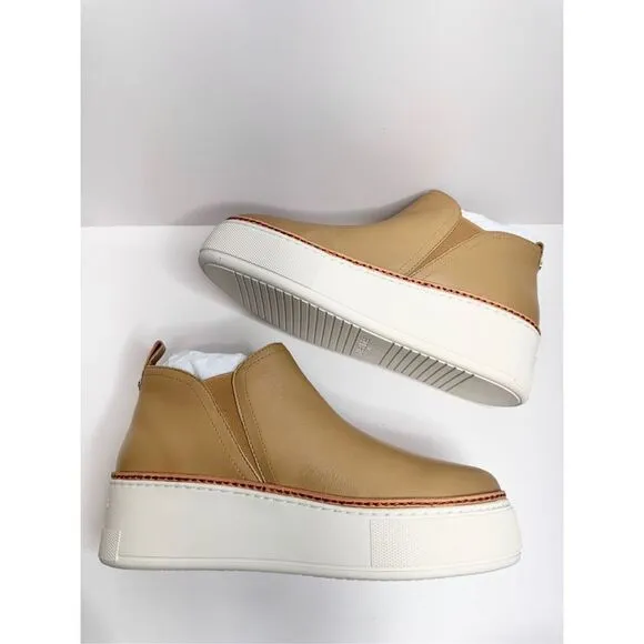 J/Slides Leather Booties Womens Size 7.5 Tan Pull On Ankle Boots NEW