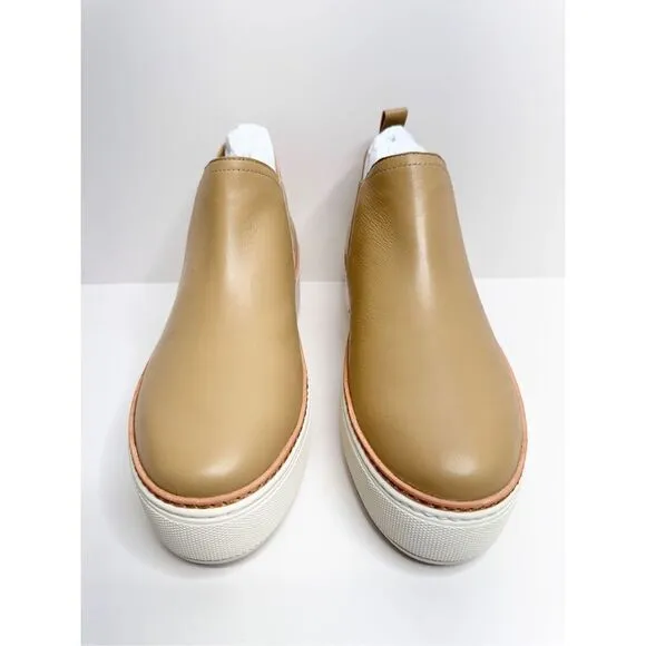 J/Slides Leather Booties Womens Size 7.5 Tan Pull On Ankle Boots NEW