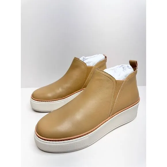 J/Slides Leather Booties Womens Size 7.5 Tan Pull On Ankle Boots NEW