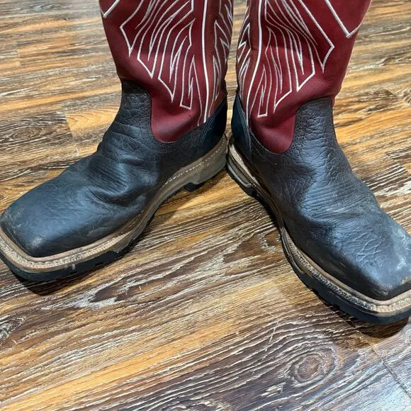 Justin 11D Roughneck 12&quot; Waterproof Steel Toe Work Boots Square Brown Red 11
