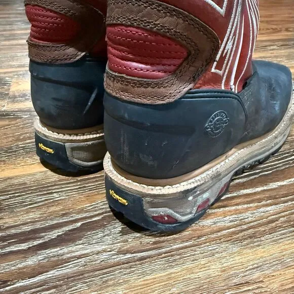 Justin 11D Roughneck 12&quot; Waterproof Steel Toe Work Boots Square Brown Red 11