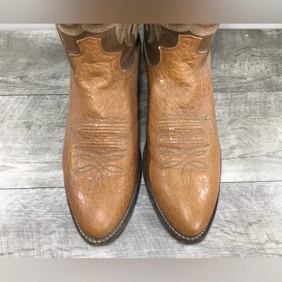 Justin 1446 Bullhide Leather Cowboy Western Leather Pull On Men’s Boots Size 11