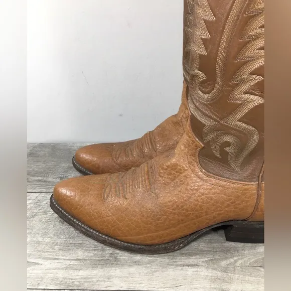 Justin 1446 Bullhide Leather Cowboy Western Leather Pull On Men’s Boots Size 11