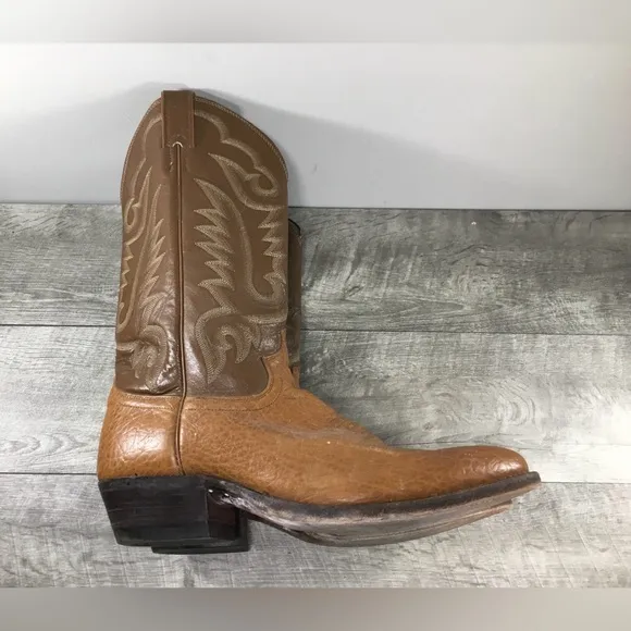 Justin 1446 Bullhide Leather Cowboy Western Leather Pull On Men’s Boots Size 11