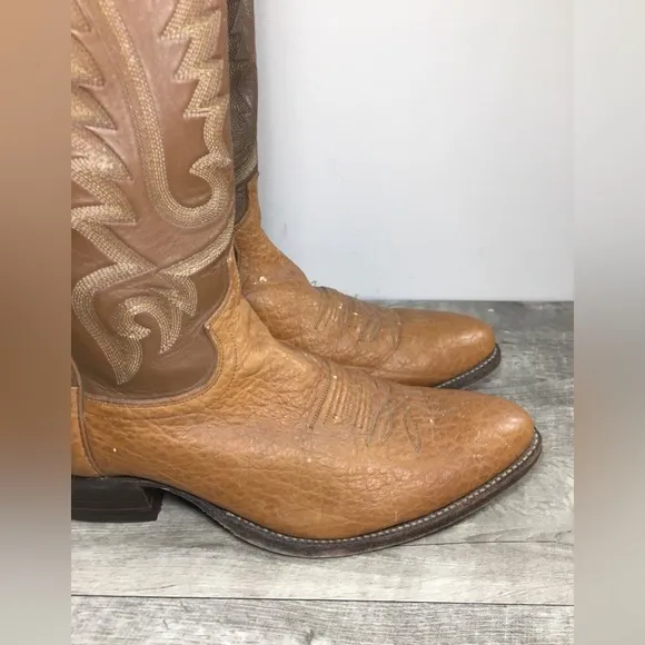 Justin 1446 Bullhide Leather Cowboy Western Leather Pull On Men’s Boots Size 11