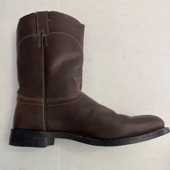 Justin Basics Men’s Brown 10” Roper Western Boots Style JB3001 Size 10D