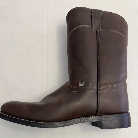 Justin Basics Men’s Brown 10” Roper Western Boots Style JB3001 Size 10D
