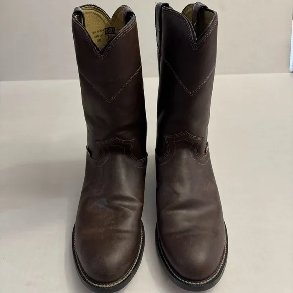 Justin Basics Men’s Brown 10” Roper Western Boots Style JB3001 Size 10D