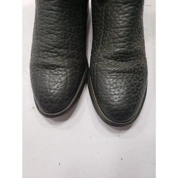 Justin Black Bullhide Leather Pull On Cowboy Boots Roper 3187 Mens Size 8 1/2D