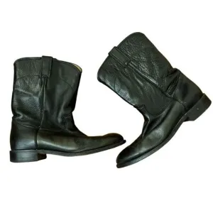 Justin Black Leather Pull On Western Boots Style# 3620 Men’s Size 10