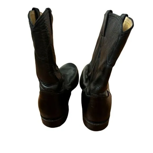 Justin Black Leather Pull On Western Boots Style# 3620 Men’s Size 10