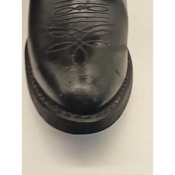 JUSTIN Black Leather Western Cowboy Boots JB1104 Men's Size 9D Pull-On Stitched