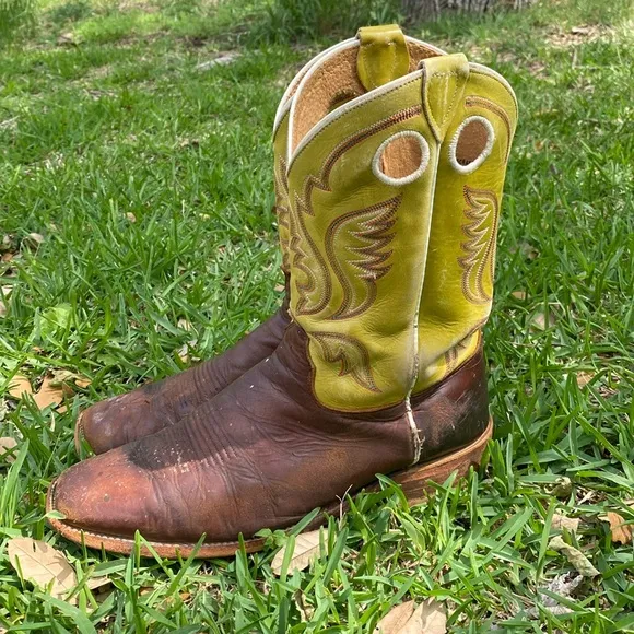 Justin Boots Bent Rail Square Toe Pull On Cowboy Boots Men’s Size 11.5D GUC