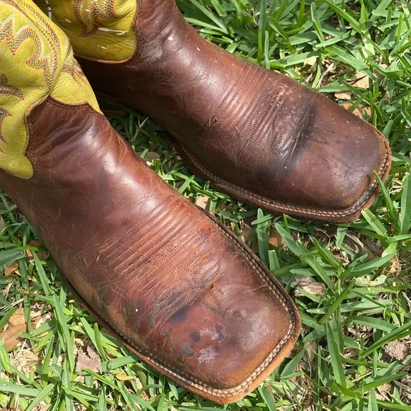 Justin Boots Bent Rail Square Toe Pull On Cowboy Boots Men’s Size 11.5D GUC