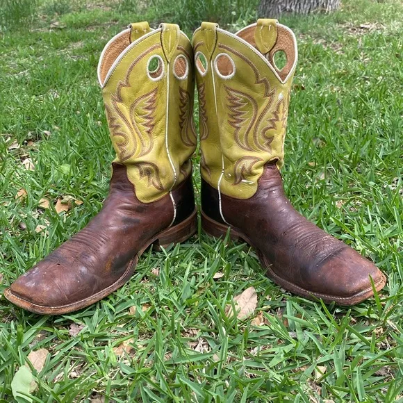 Justin Boots Bent Rail Square Toe Pull On Cowboy Boots Men’s Size 11.5D GUC