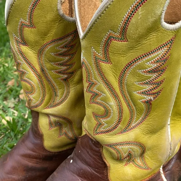 Justin Boots Bent Rail Square Toe Pull On Cowboy Boots Men’s Size 11.5D GUC