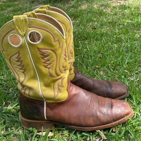 Justin Boots Bent Rail Square Toe Pull On Cowboy Boots Men’s Size 11.5D GUC