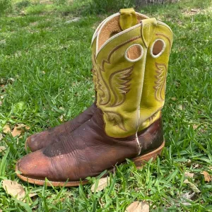 Justin Boots Bent Rail Square Toe Pull On Cowboy Boots Men’s Size 11.5D GUC