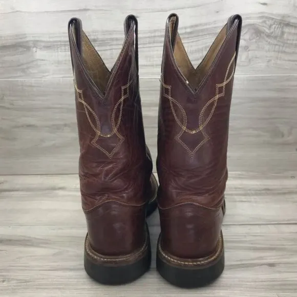 Justin Boots Mens 8.5D Brown Leather Pull On Western Cowboy Rodeo