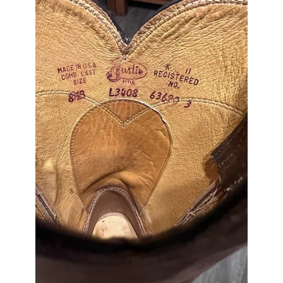 Justin Classic Roper Western Boots Mens Size 8.5B 3408 Brown Leather Pull On EUC