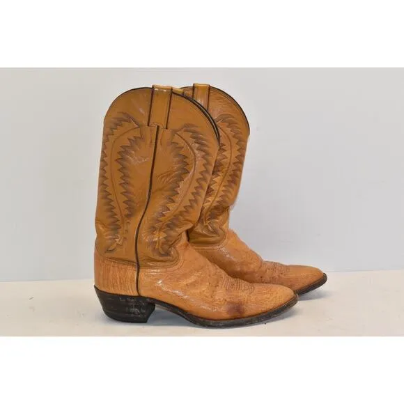 Justin Cowboy Boots Style 8727 Brown Snake Skin Leather Men's Size 10.5B