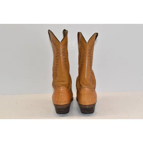 Justin Cowboy Boots Style 8727 Brown Snake Skin Leather Men's Size 10.5B