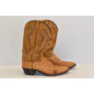 Justin Cowboy Boots Style 8727 Brown Snake Skin Leather Men's Size 10.5B