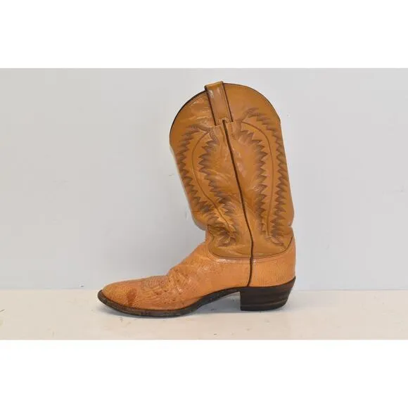 Justin Cowboy Boots Style 8727 Brown Snake Skin Leather Men's Size 10.5B