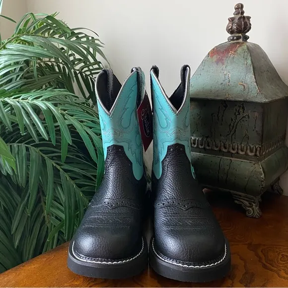 Justin Gypsy Gemma GY9905 Black and Turquoise Leather Boots