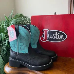 Justin Gypsy Gemma GY9905 Black and Turquoise Leather Boots