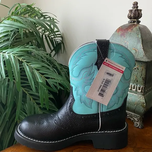 Justin Gypsy Gemma GY9905 Black and Turquoise Leather Boots