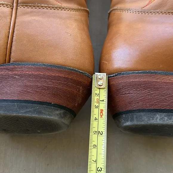 JUSTIN LEATHER COWBOY BOOTS Tan Size 9 Woman’s Pointed Toe with Pull Tabs