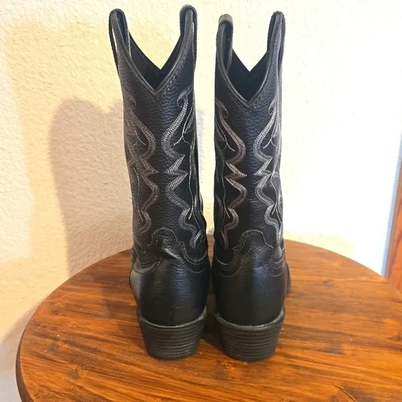 Justin Mens Black All Star Western Boots Leather Cowboy New! Sz.8.5D