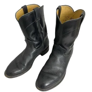 Justin Men’s Western Cowboy Boots Black Leather Boots Sz 10