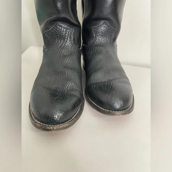 Justin Men’s Western Cowboy Boots Black Leather Boots Sz 10