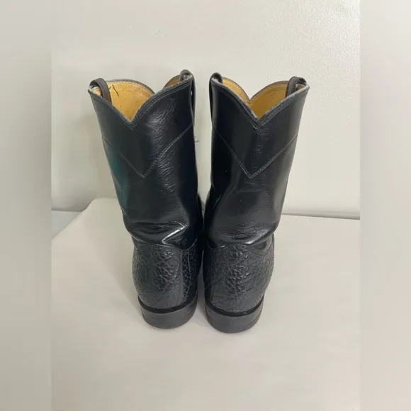 Justin Men’s Western Cowboy Boots Black Leather Boots Sz 10