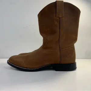 Justin Roper Cowboy Western Pull On Boots 3410Y Brown Leather Youth Kids Size 4D