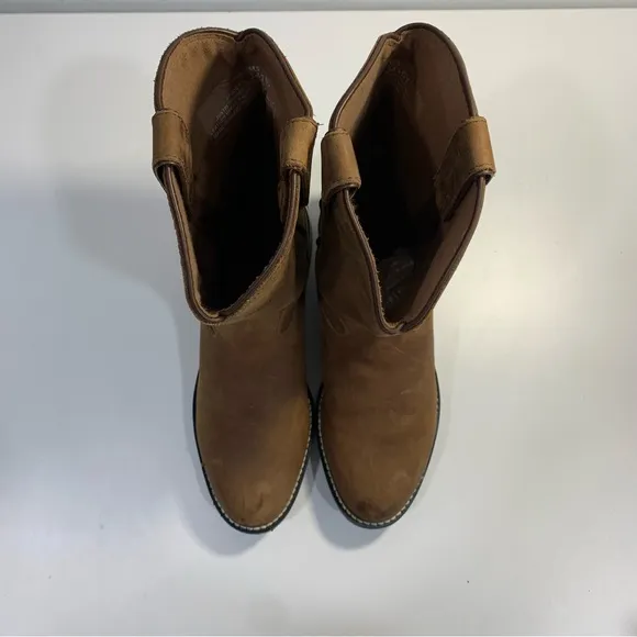 Justin Roper Cowboy Western Pull On Boots 3410Y Brown Leather Youth Kids Size 4D