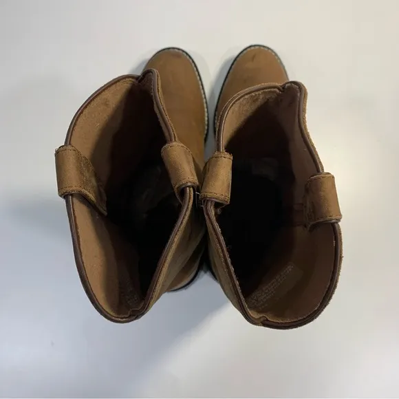 Justin Roper Cowboy Western Pull On Boots 3410Y Brown Leather Youth Kids Size 4D