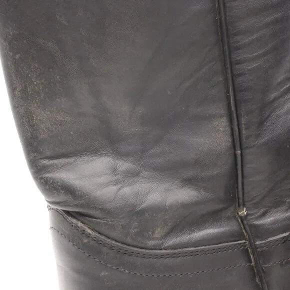 Justin Roper Men's 8.5 EE Classic Black Leather Cowboy Western Boots Pull On