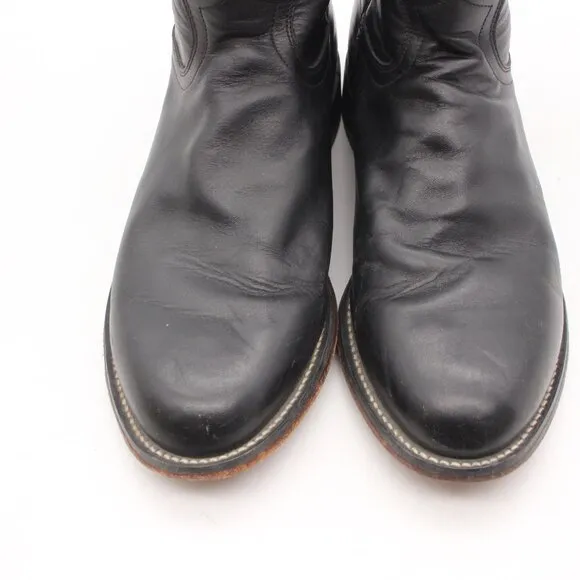 Justin Roper Men's 8.5 EE Classic Black Leather Cowboy Western Boots Pull On